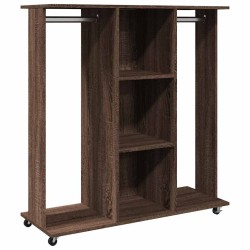 Garde-robe avec roues chêne marron 102x38x110cm bois ingénierie 