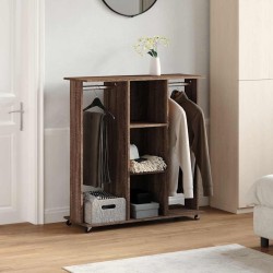 Garde-robe avec roues chêne marron 102x38x110cm bois ingénierie 