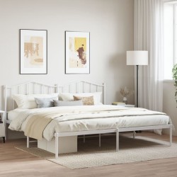 Cadre de lit métal sans matelas et tête de lit blanc 200x200 cm 