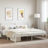 Cadre de lit métal sans matelas et tête de lit blanc 200x200 cm 