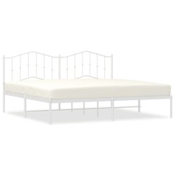 Cadre de lit métal sans matelas et tête de lit blanc 200x200 cm 