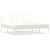 Cadre de lit métal sans matelas et tête de lit blanc 200x200 cm 