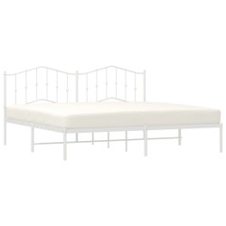 Cadre de lit métal sans matelas et tête de lit blanc 200x200 cm 