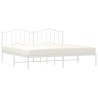 Cadre de lit métal sans matelas et tête de lit blanc 200x200 cm 