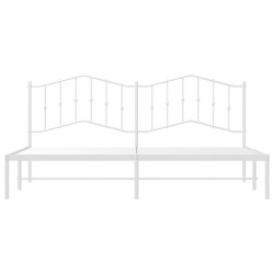 Cadre de lit métal sans matelas et tête de lit blanc 200x200 cm 