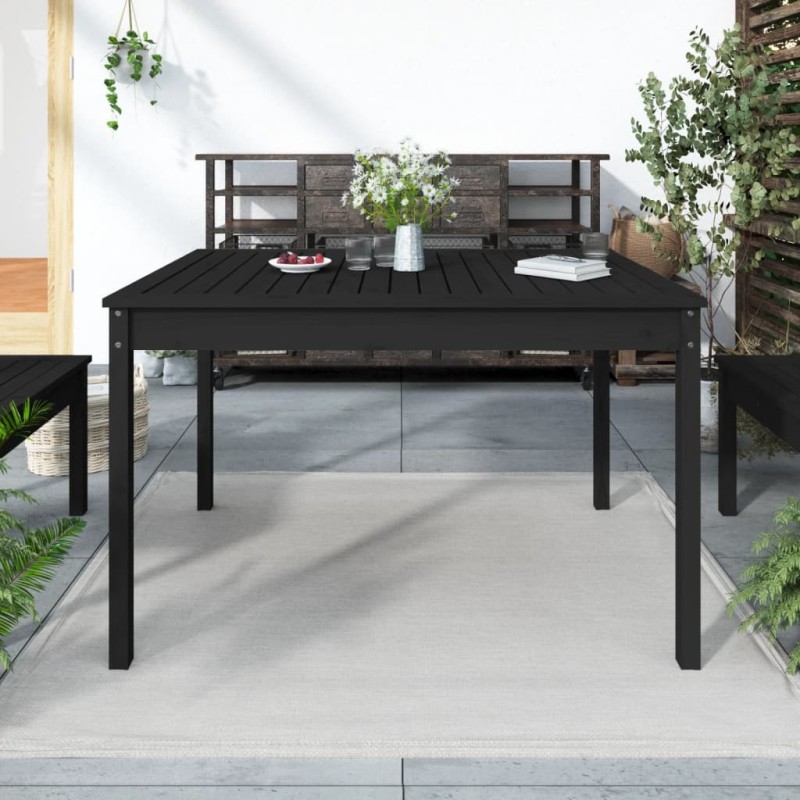 Table de jardin noir 121x82,5x76 cm bois massif de pin 