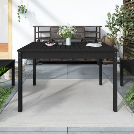 Table de jardin noir 121x82,5x76 cm bois massif de pin 