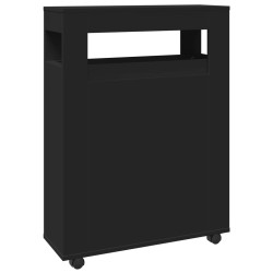 Meuble étroit de salle de bain à roulettes noir 