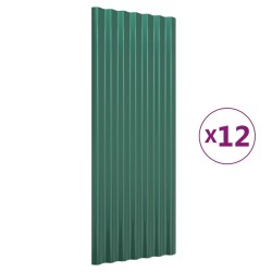 Panneaux de toiture 12 pcs Acier enduit de poudre Vert 100x36cm 