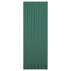 Panneaux de toiture 12 pcs Acier enduit de poudre Vert 100x36cm 
