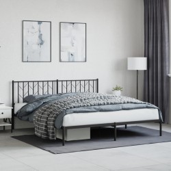 Cadre de lit métal sans matelas avec tête de lit noir 183x213cm 