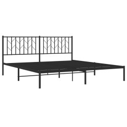 Cadre de lit métal sans matelas avec tête de lit noir 183x213cm 