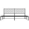 Cadre de lit métal sans matelas avec tête de lit noir 183x213cm 