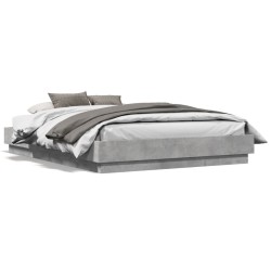Cadre de lit sans matelas gris béton 120x190 cm 