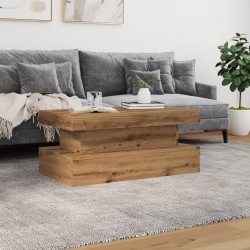 Table basse avec lumières LED chêne artisanal 90x50x40 cm 