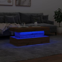 Table basse avec lumières LED chêne artisanal 90x50x40 cm 