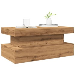 Table basse avec lumières LED chêne artisanal 90x50x40 cm 