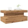 Table basse avec lumières LED chêne artisanal 90x50x40 cm 