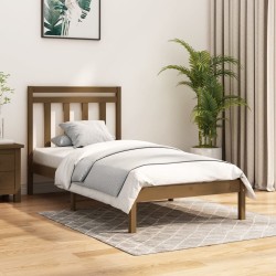 Cadre de lit sans matelas marron miel 100x200 cm bois massif 