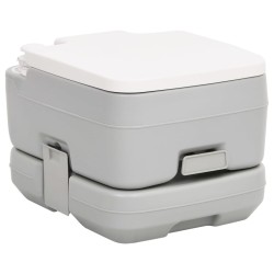 Toilette de camping portable gris et blanc 10+10 L PEHD 