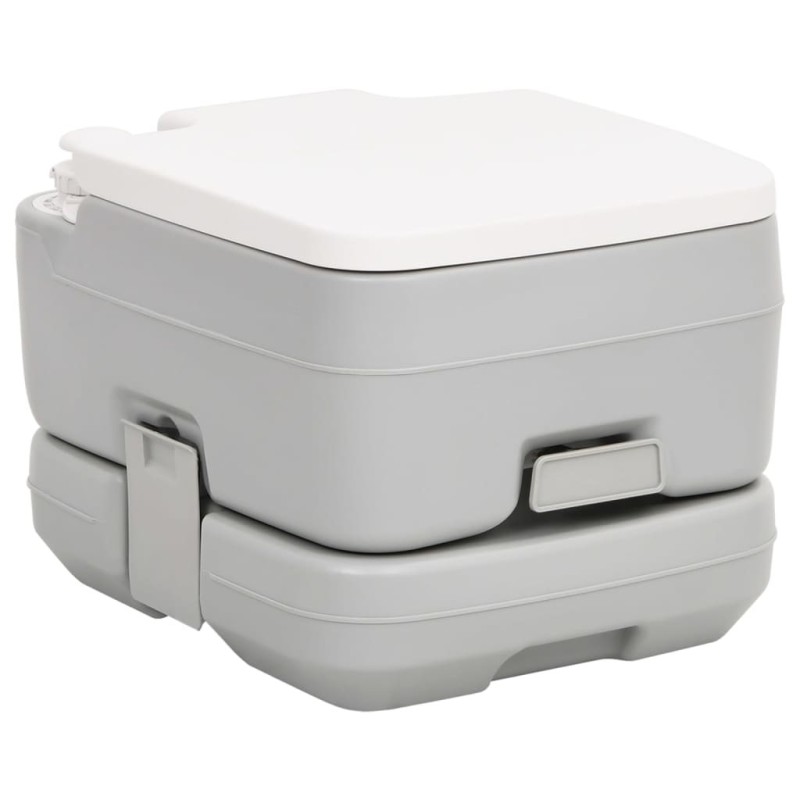 Toilette de camping portable gris et blanc 10+10 L PEHD Toilette de camping portable gris et blanc 10+10 L PEHD