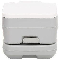 Toilette de camping portable gris et blanc 10+10 L PEHD 