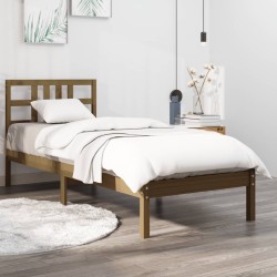 Cadre de lit sans matelas marron miel 100x200 cm bois massif 