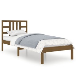 Cadre de lit sans matelas marron miel 100x200 cm bois massif 