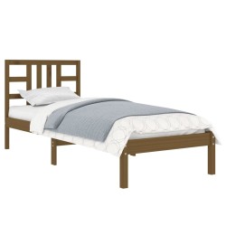 Cadre de lit sans matelas marron miel 100x200 cm bois massif 