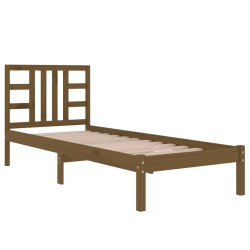 Cadre de lit sans matelas marron miel 100x200 cm bois massif 
