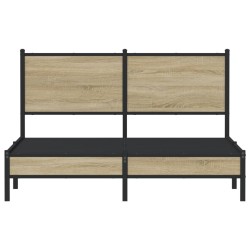 Cadre de lit en métal sans matelas chêne sonoma 140x190 cm 