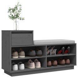 Armoire à chaussures Gris 110x34x61 cm Bois de pin massif 