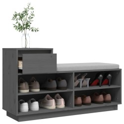 Armoire à chaussures Gris 110x34x61 cm Bois de pin massif 