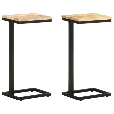 Tables d'appoint 2 pcs 31,5x24,5x64,5 cm Bois de manguier brut 