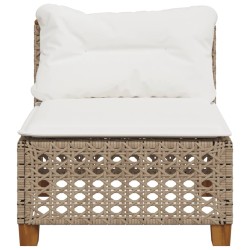 Canapé de jardin sans accoudoirs coussins beige résine tressée 