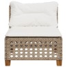 Canapé de jardin sans accoudoirs coussins beige résine tressée 