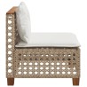 Canapé de jardin sans accoudoirs coussins beige résine tressée 