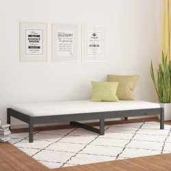Lit de jour sans matelas gris 90x190 cm bois de pin massif 
