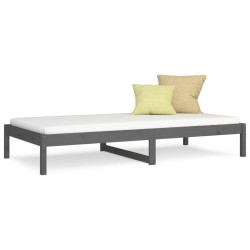 Lit de jour sans matelas gris 90x190 cm bois de pin massif 