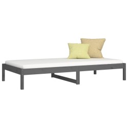 Lit de jour sans matelas gris 90x190 cm bois de pin massif 