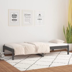 Lit de jour sans matelas gris 90x190 cm bois de pin massif 