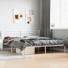 Cadre de lit métal sans matelas et tête de lit blanc 200x200 cm 