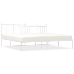 Cadre de lit métal sans matelas et tête de lit blanc 200x200 cm 