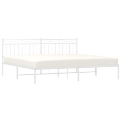 Cadre de lit métal sans matelas et tête de lit blanc 200x200 cm 
