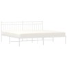 Cadre de lit métal sans matelas et tête de lit blanc 200x200 cm 