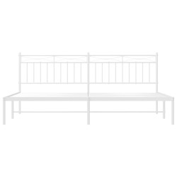 Cadre de lit métal sans matelas et tête de lit blanc 200x200 cm 