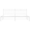 Cadre de lit métal sans matelas et tête de lit blanc 200x200 cm 