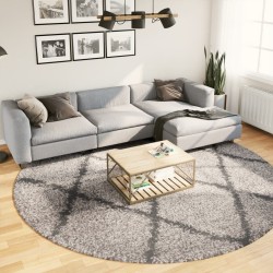 Tapis shaggy à poils longs moderne beige et anthracite Ø 280 cm 
