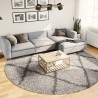 Tapis shaggy à poils longs moderne beige et anthracite Ø 280 cm 