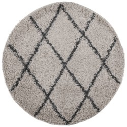 Tapis shaggy à poils longs moderne beige et anthracite Ø 280 cm 